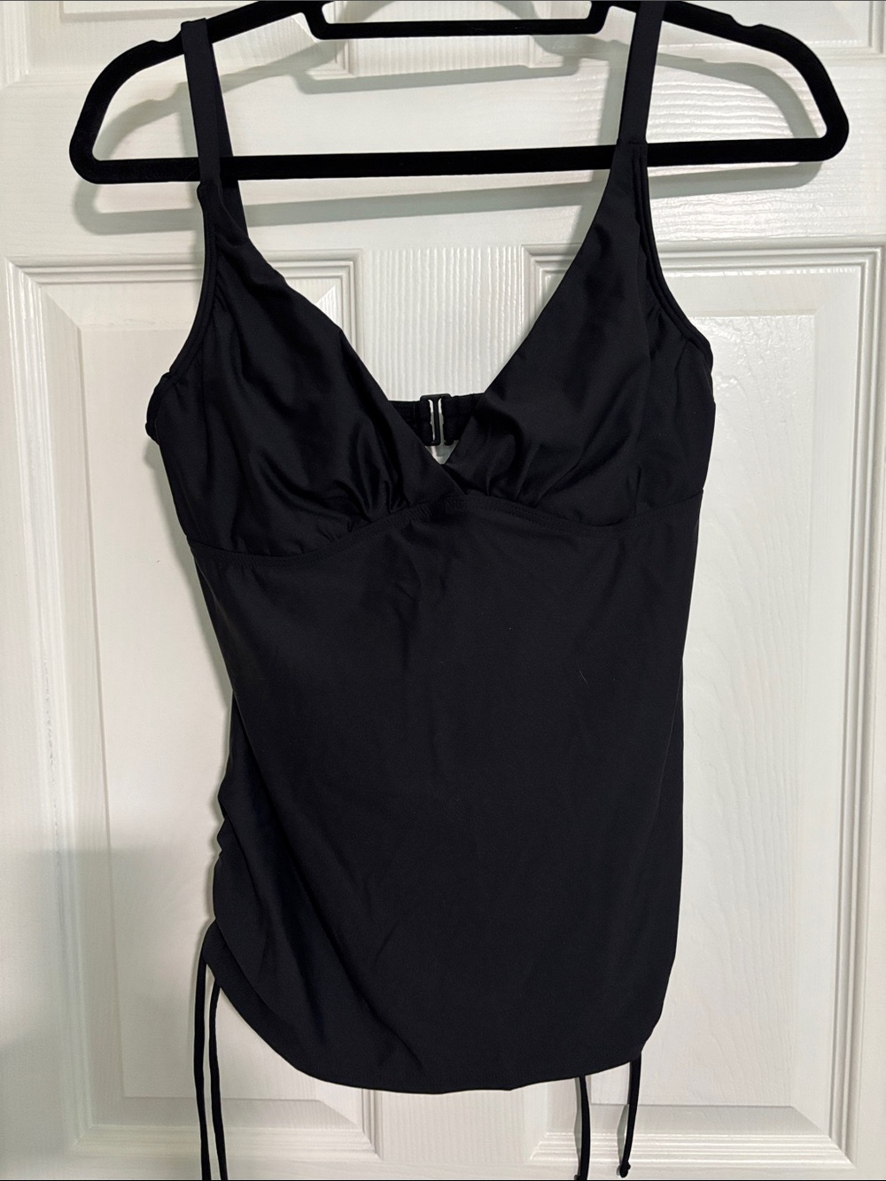 Adjustable Black Ruched Tankini Top